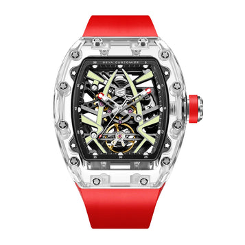 Mechanical Watches for Man Luxury Brand Transparent Tonneau Dial Automatic Men Wristwatch Fashion Interchangeable Watch
