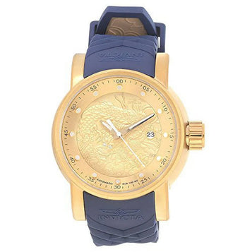 Men'S S1 Rally Automatic Gold Dial Blue Polyurethane Watch 18215