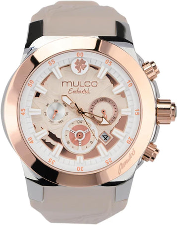 Watches for Women - Enchanted Maple - Silver Stainless Steel Case with Wrist Silicone Band, Large Face with Mother of Pearl and Rose Gold, Quartz Analog Movement, Waterproof - Inspired by Magic
