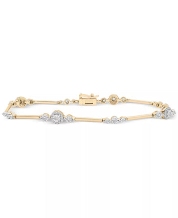 Diamond Station Link Bracelet (1/2 Ct. T.W.) in 14K Gold, Created for Macy'S