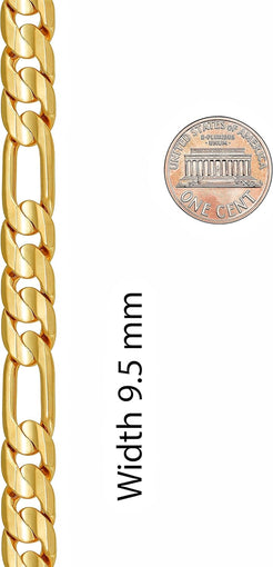 9Mm Figaro Chain Bracelet for Men & Women 24K Real Gold Plated
